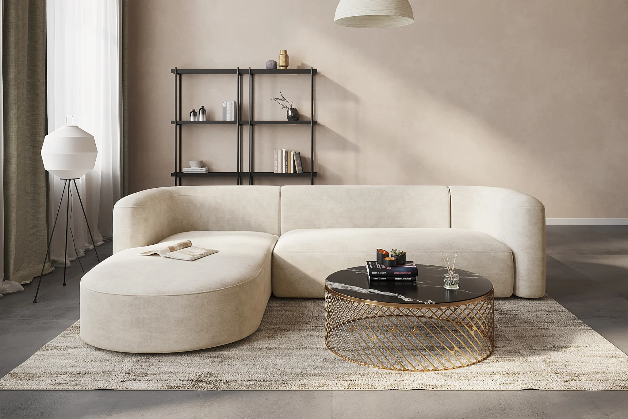 Mellow Velvet Curved 2-Piece Chaise Sectional / 3-Seater Couch Sofa / Lounge Chair - Image 12