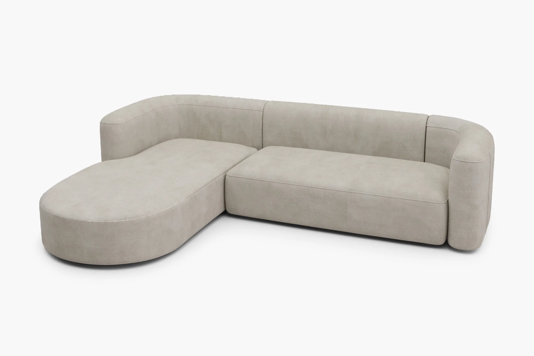 Mellow Velvet Curved 2-Piece Chaise Sectional / 3-Seater Couch Sofa / Lounge Chair - Image 15