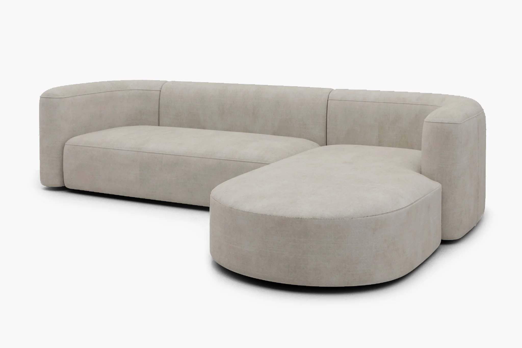 Mellow Velvet Curved 2-Piece Chaise Sectional / 3-Seater Couch Sofa / Lounge Chair - Image 4