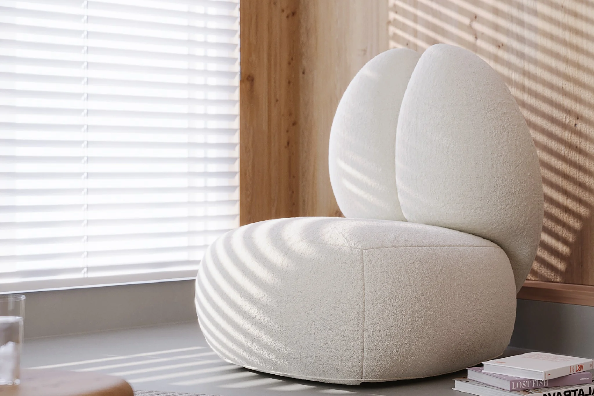 Moony Fleece Curved Accent Chair - Image 15