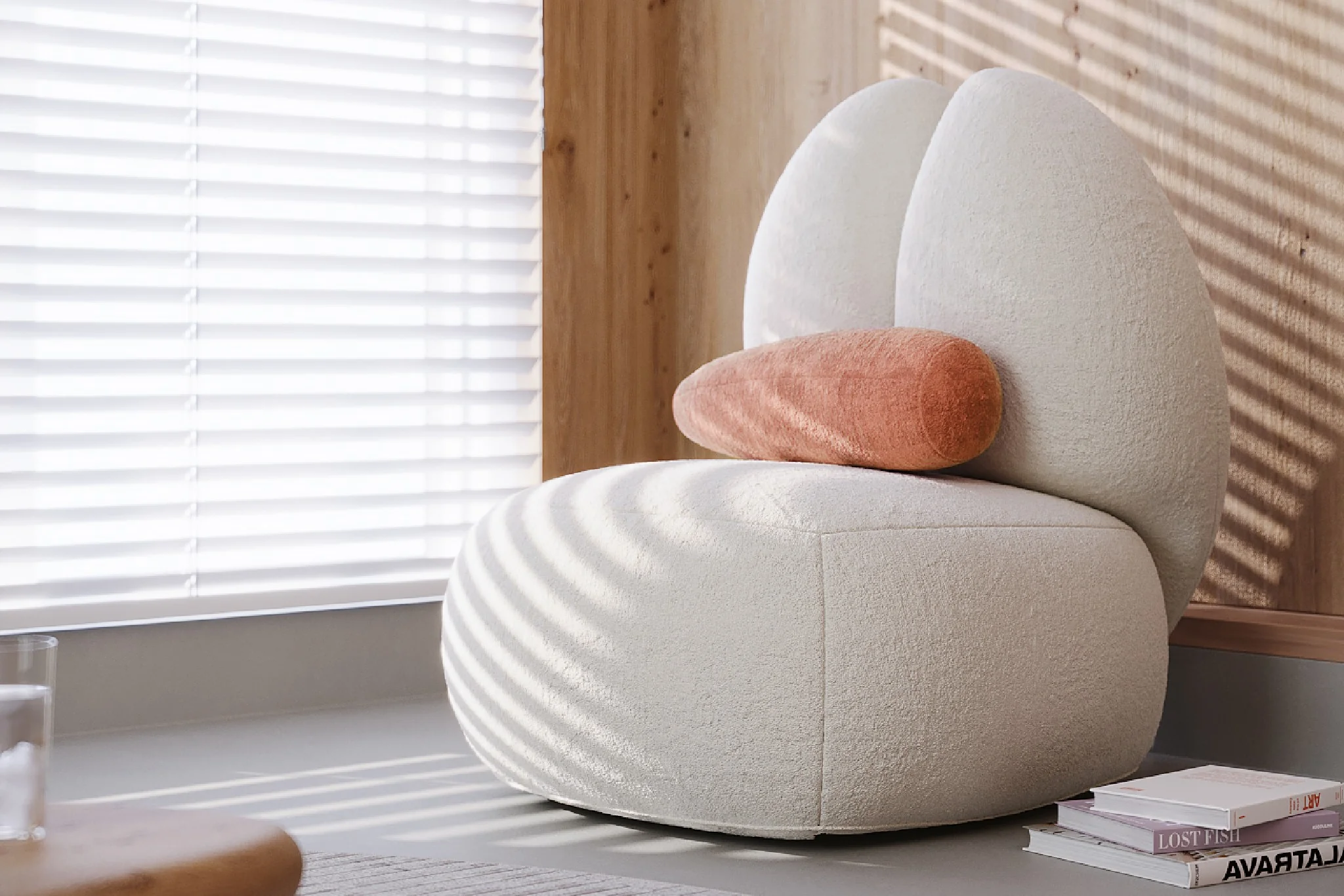 Moony Fleece Curved Accent Chair - Image 8