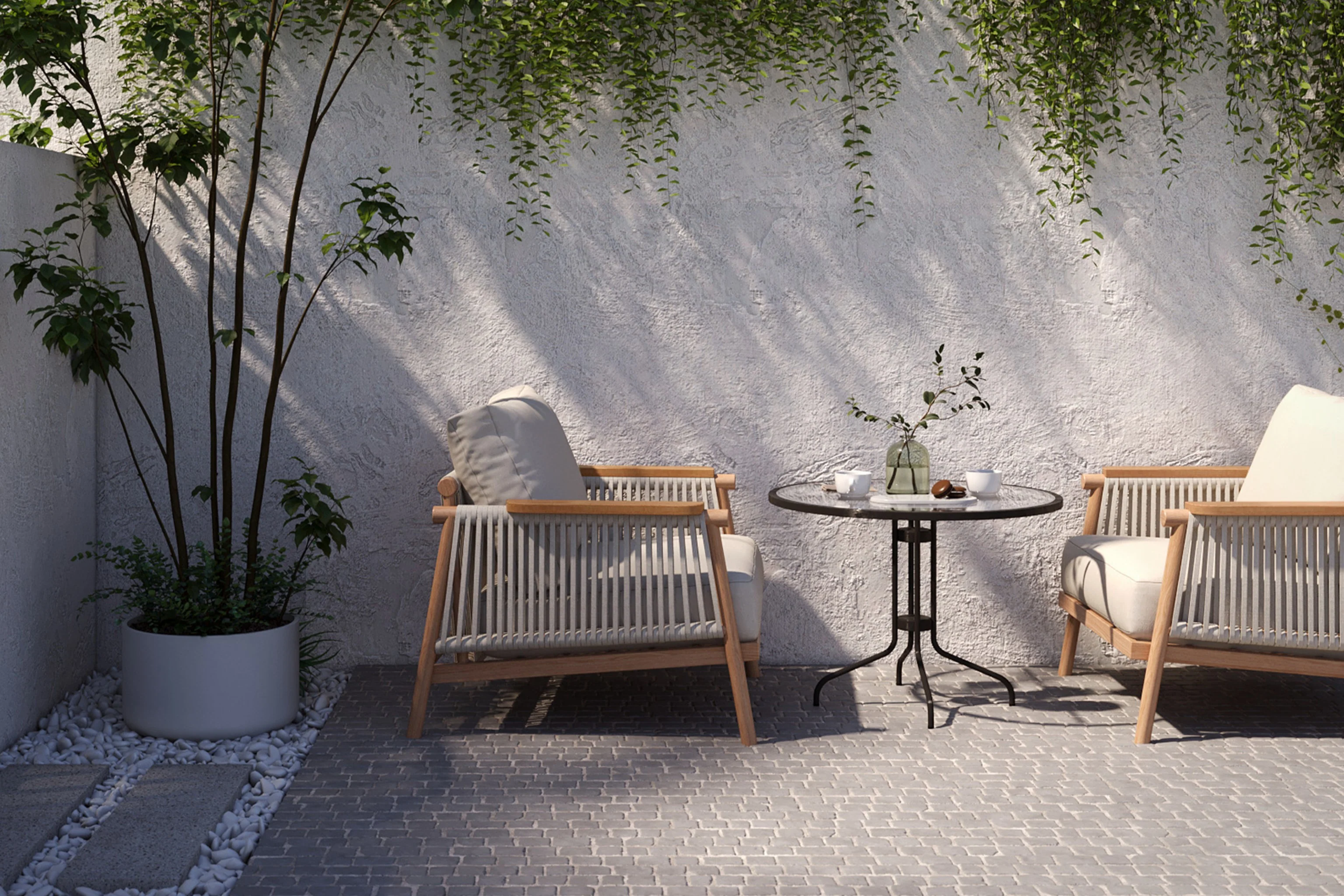Moss Wood Grain Aluminum Outdoor Sofa Set - Image 15