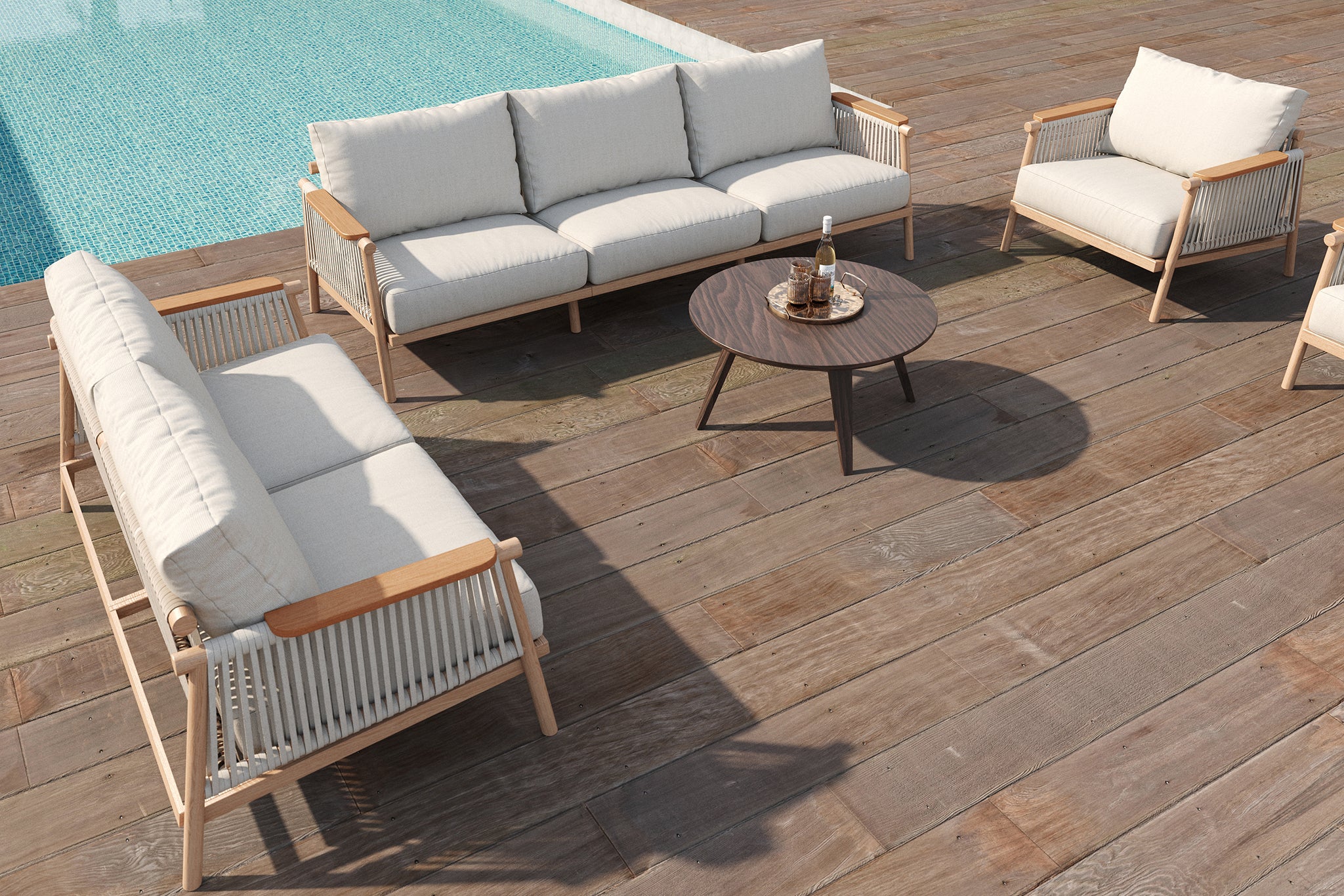 Moss Wood Grain Aluminum Outdoor Sofa Set - Image 21