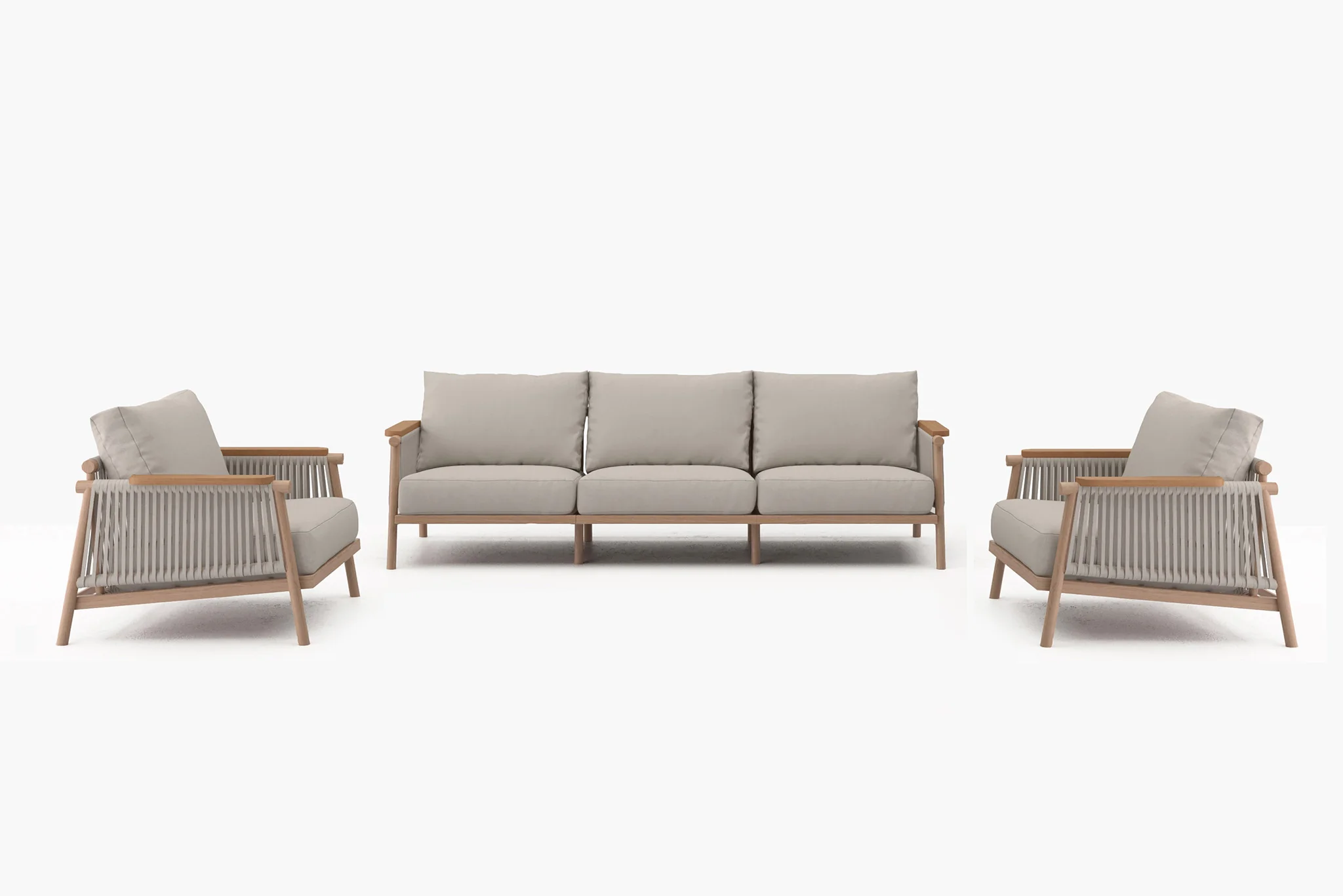 Moss Wood Grain Aluminum Outdoor Sofa Set - Image 24