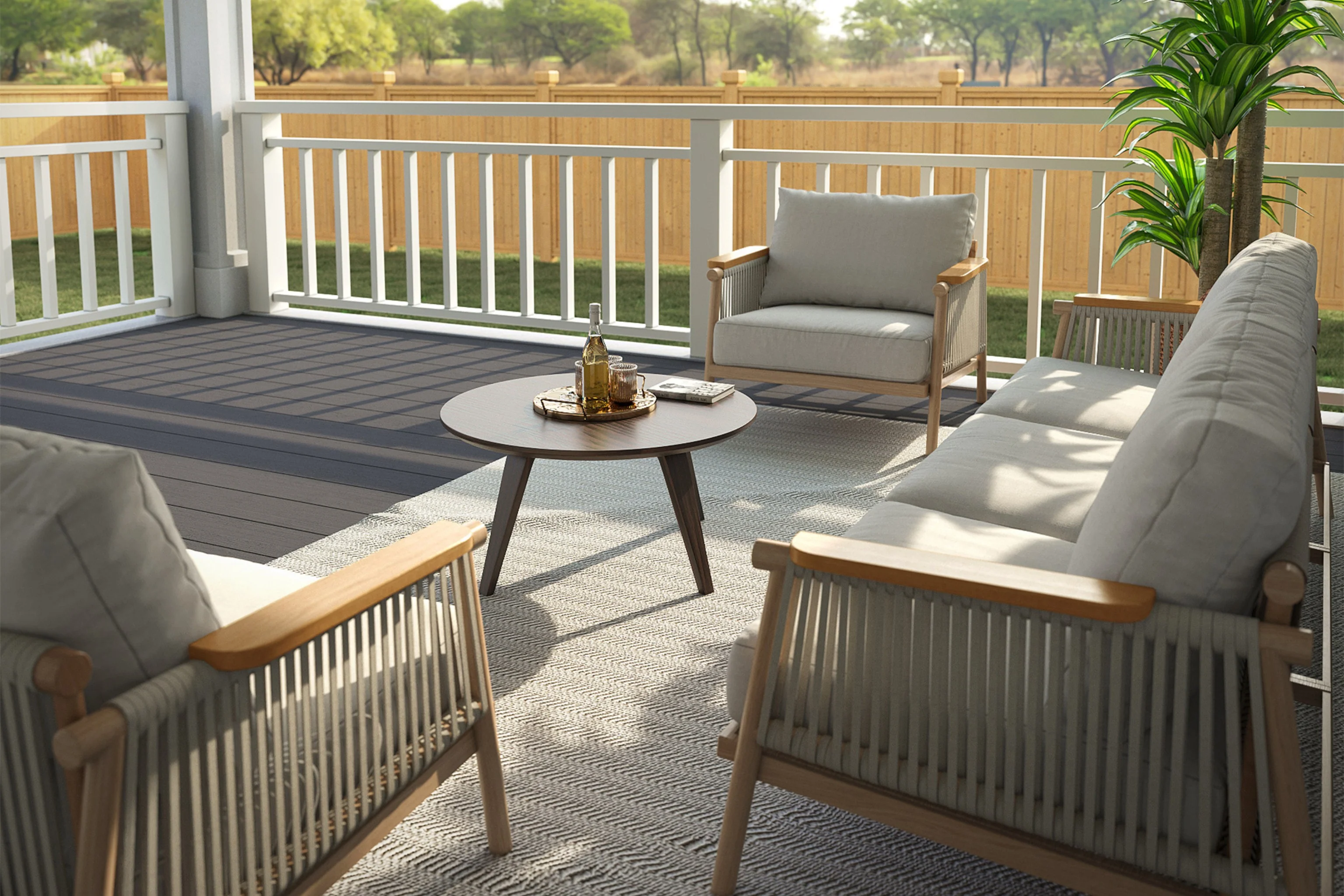 Moss Wood Grain Aluminum Outdoor Sofa Set - Image 27