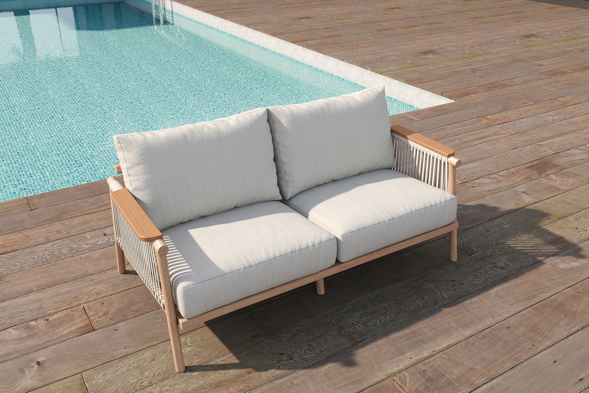 Moss Wood Grain Aluminum Outdoor Sofa Set - Image 9