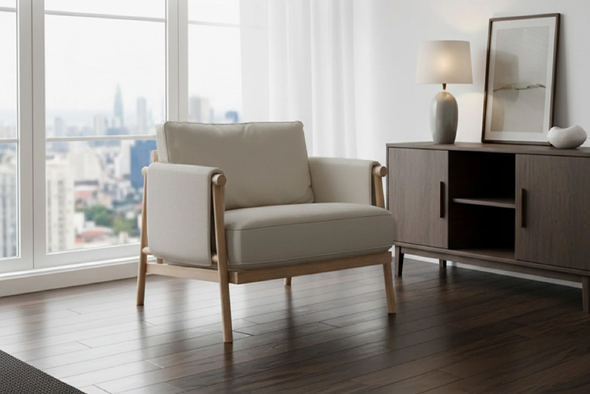 Moss Wood Grain Aluminum Indoor Sofa - Image 25