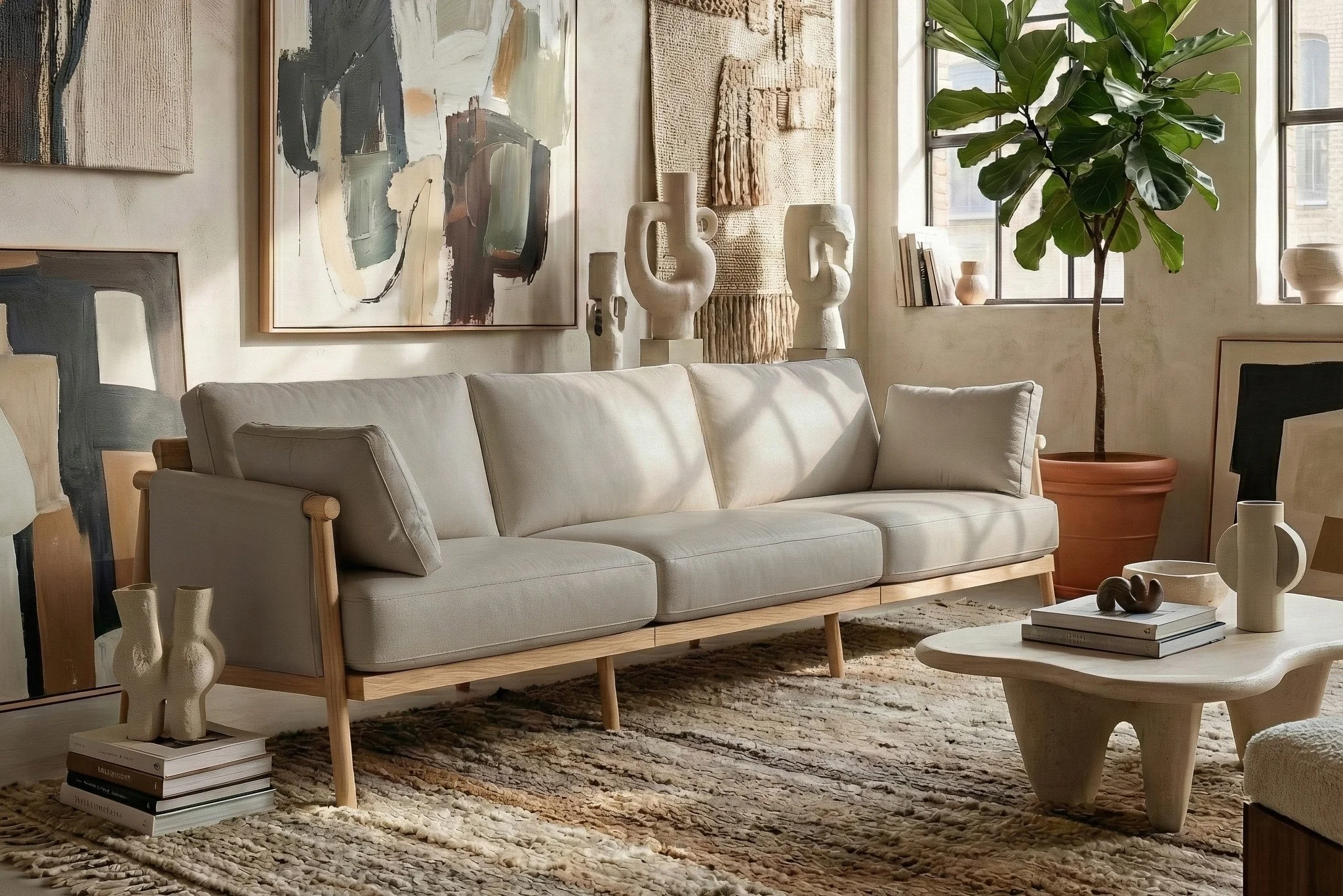 Moss Wood Grain Aluminum Indoor Sofa - Image 5