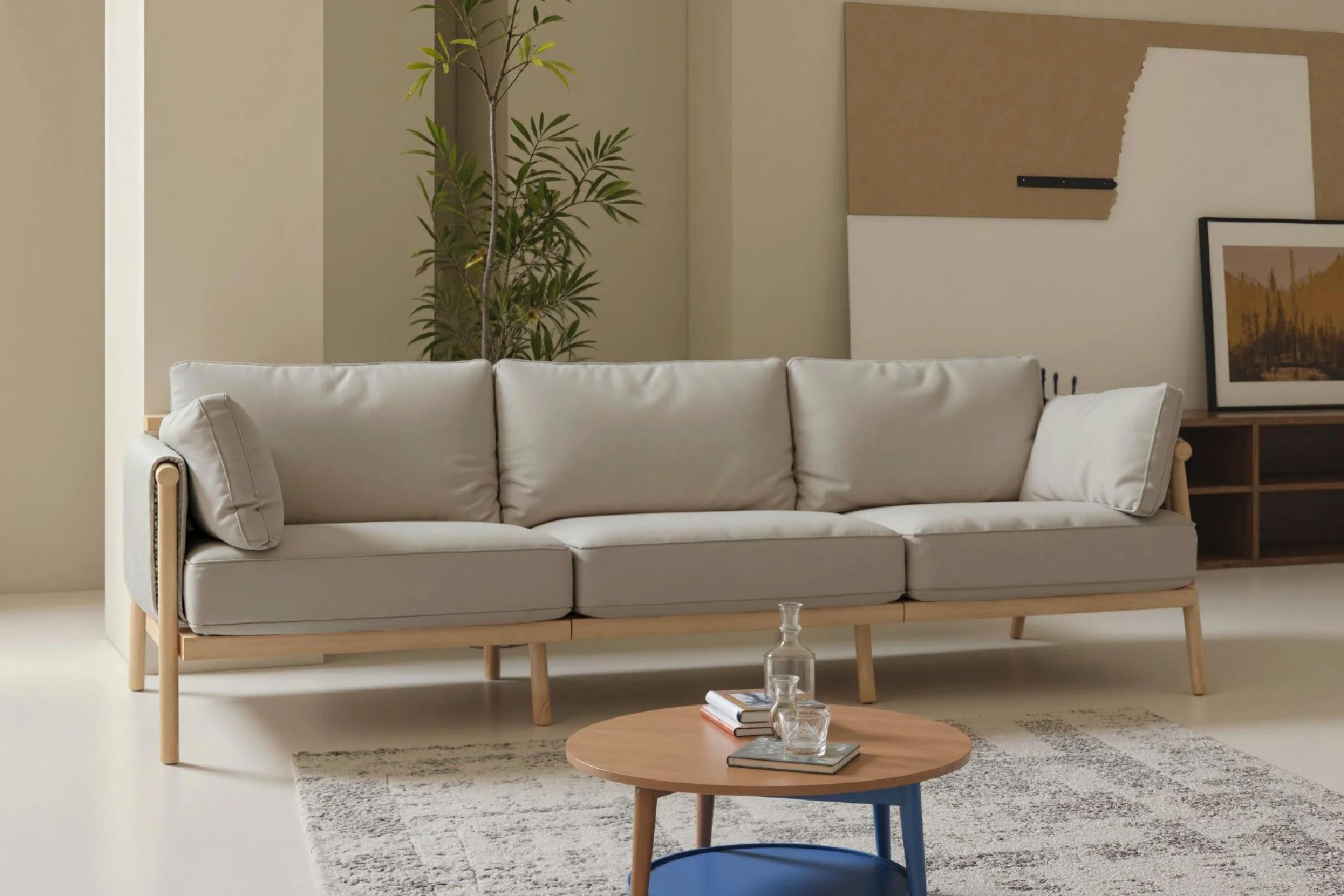Moss Wood Grain Aluminum Indoor Sofa - Image 7