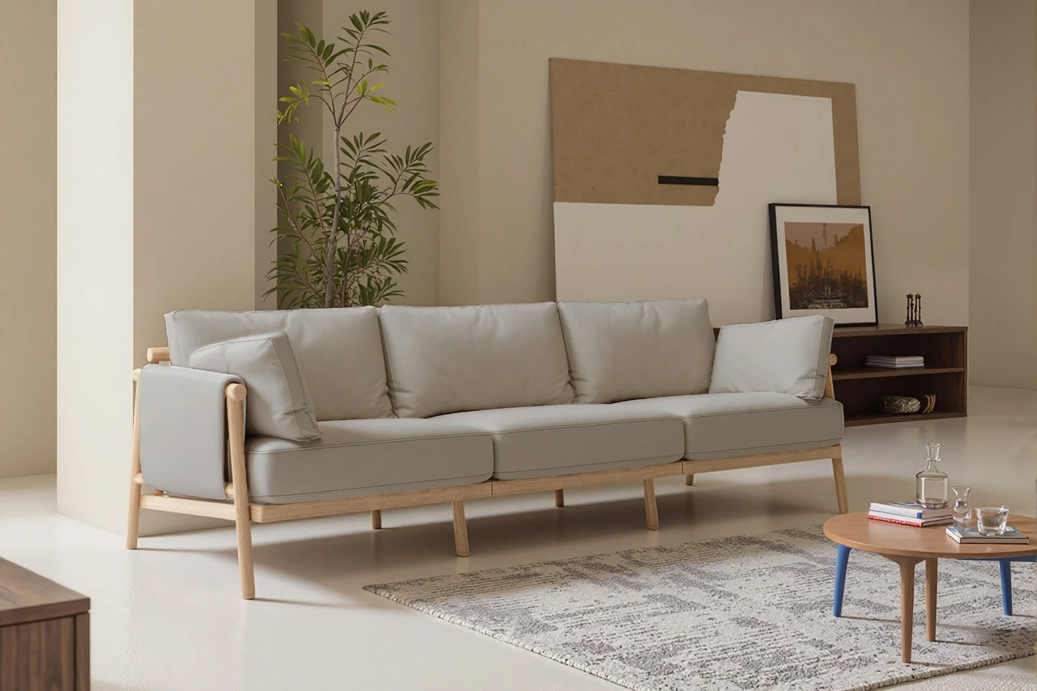Moss Wood Grain Aluminum Indoor Sofa - Image 9