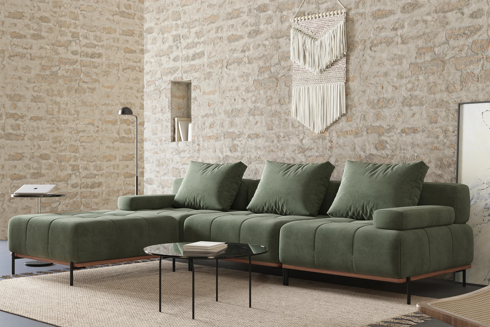 Nivala Suedette Reversible Modular Sofa - Image 3