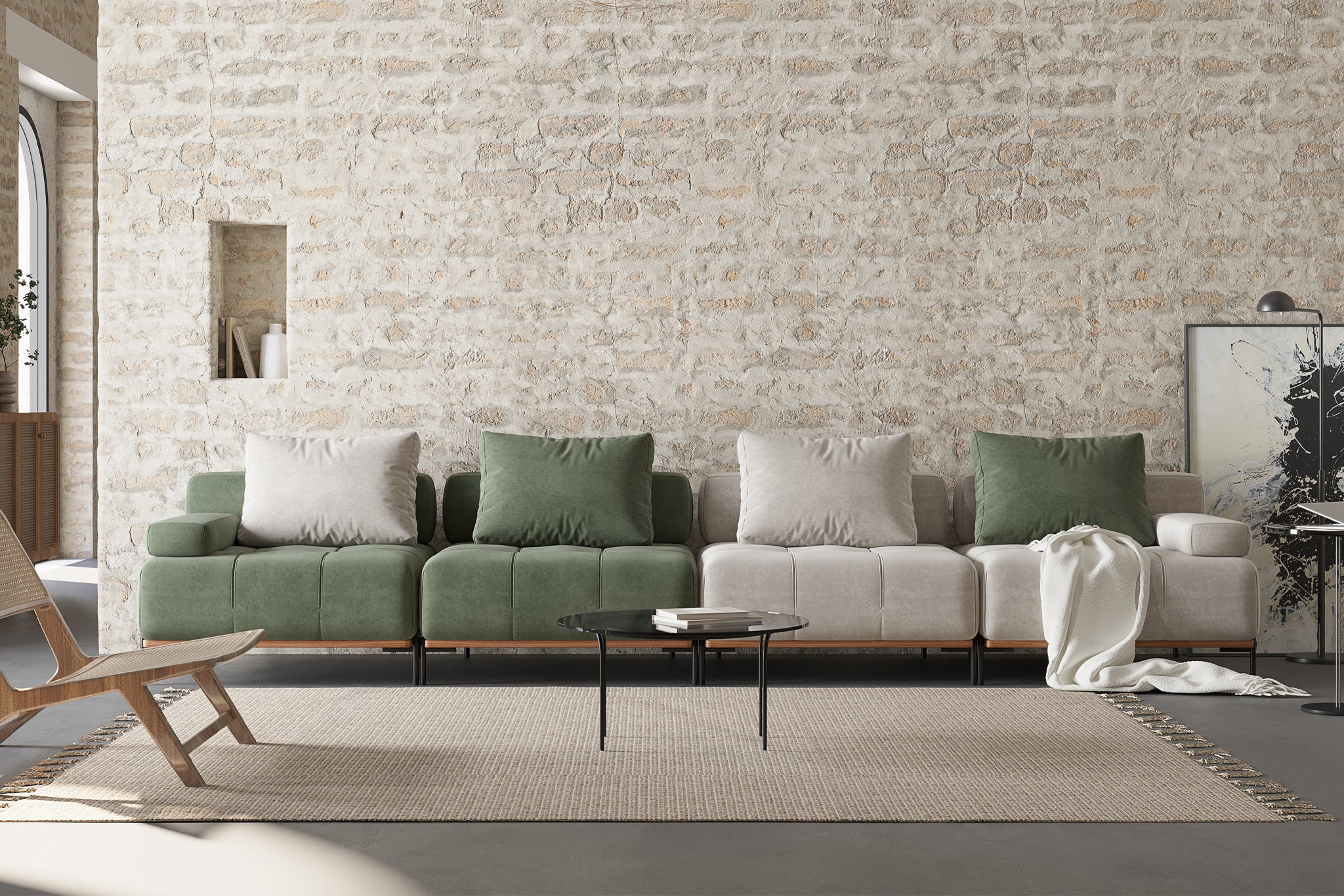 Nivala Suedette Reversible Modular Sofa - Image 9