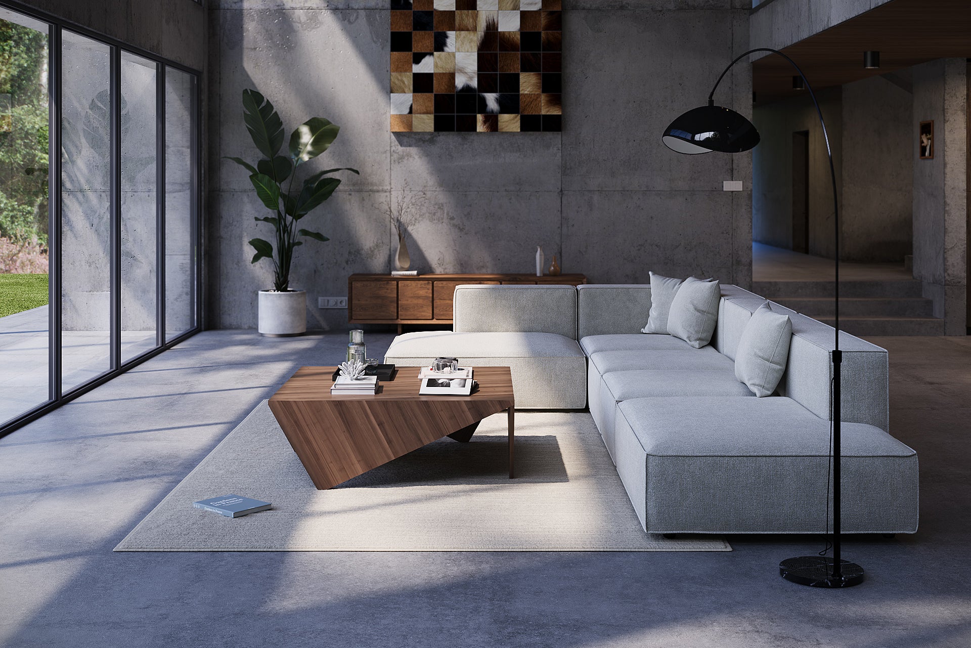 Origami Deer Square Coffee Table With Crown Walnut - Image 4