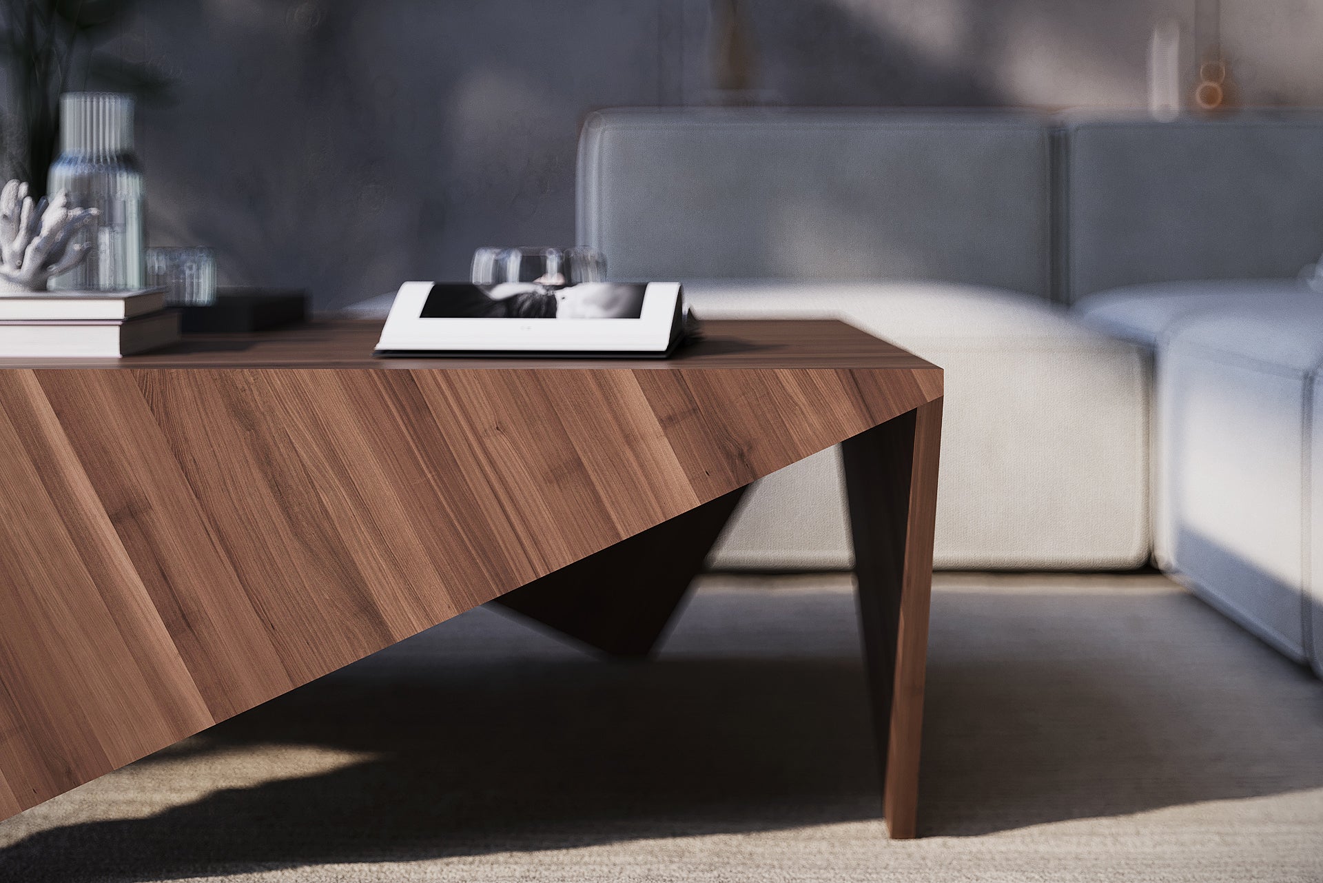 Origami Deer Square Coffee Table With Crown Walnut - Image 5