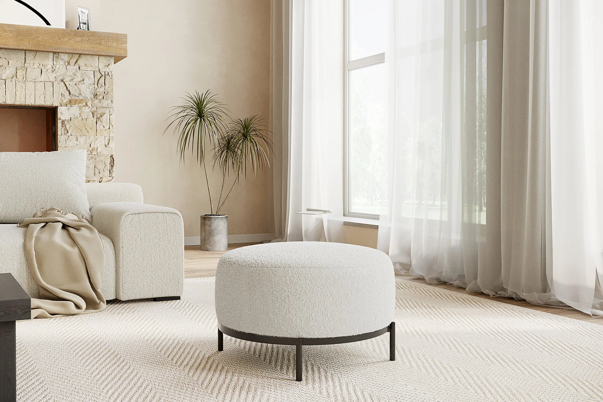 Orla Boucle Round Lounge Chair and Ottoman - Image 9