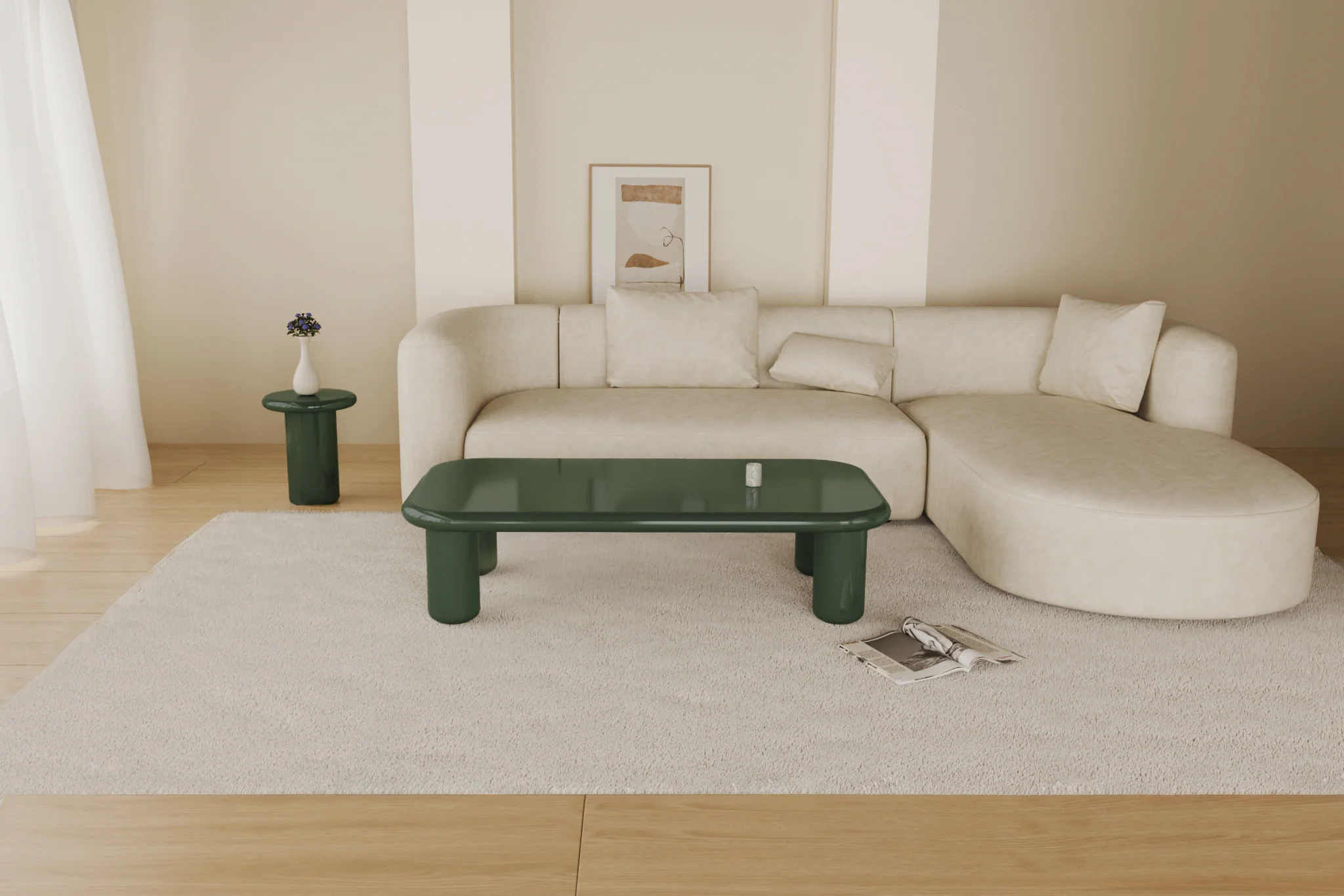 Pebble Companions Soft Hue Arc-Edge Long Table - Image 19