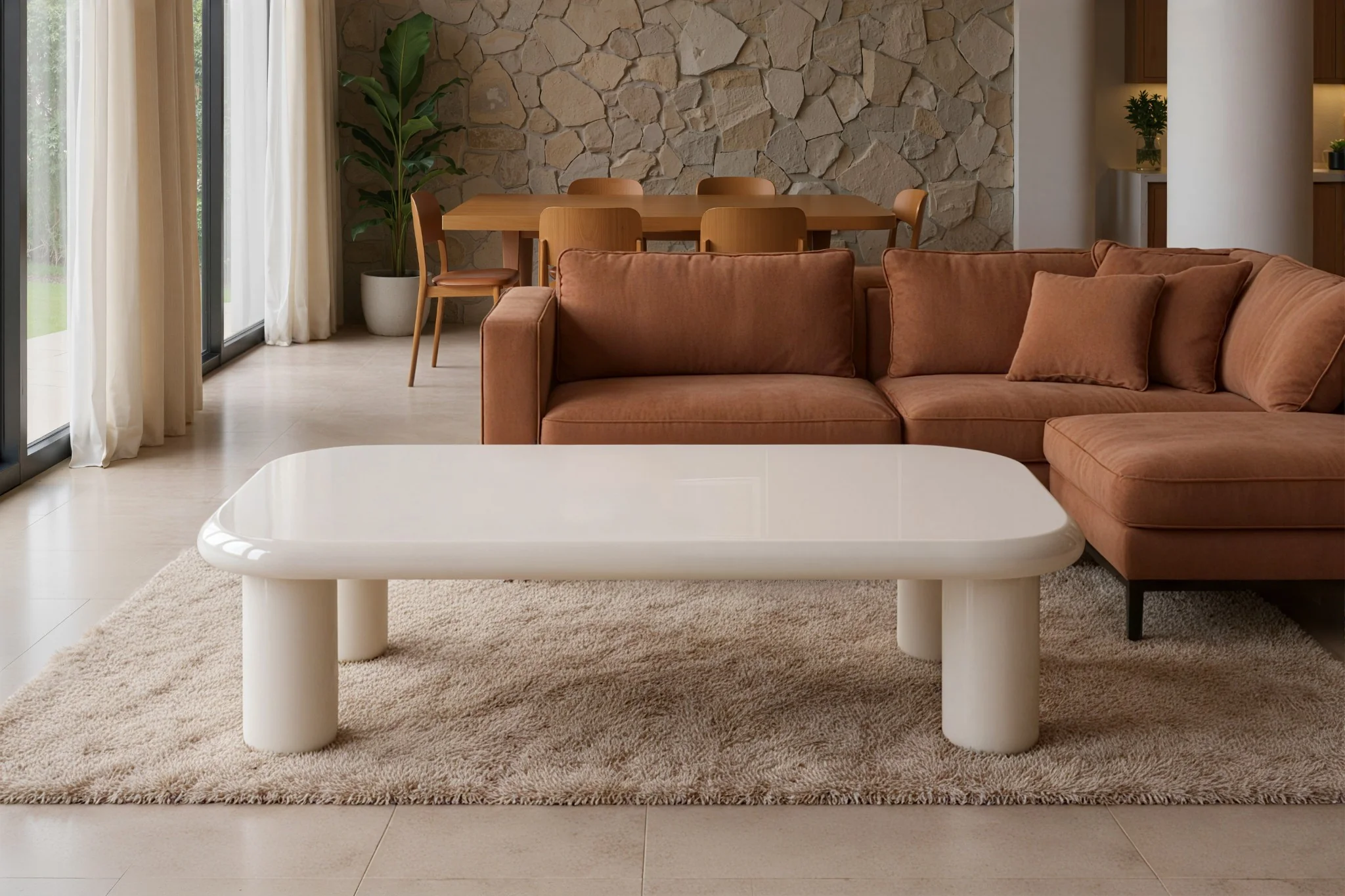 Pebble Companions Soft Hue Arc-Edge Long Table - Image 3