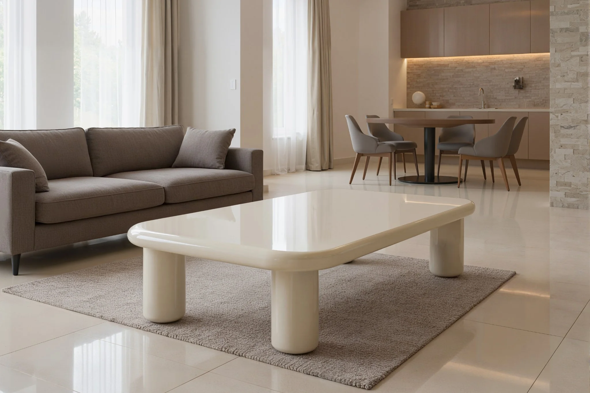 Pebble Companions Soft Hue Arc-Edge Long Table - Image 5