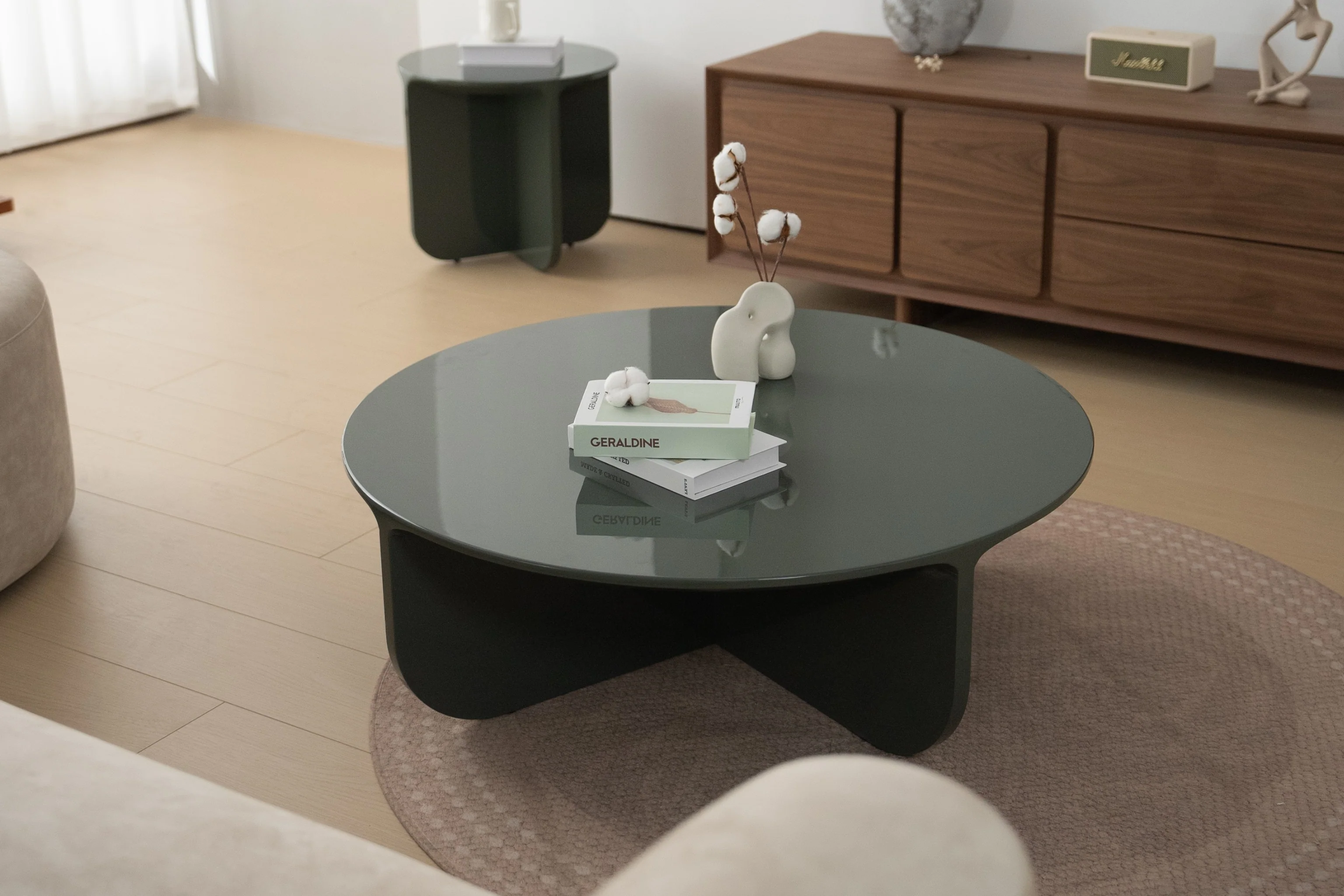 Petal Round Coffee Table with Side Table Set - Image 3