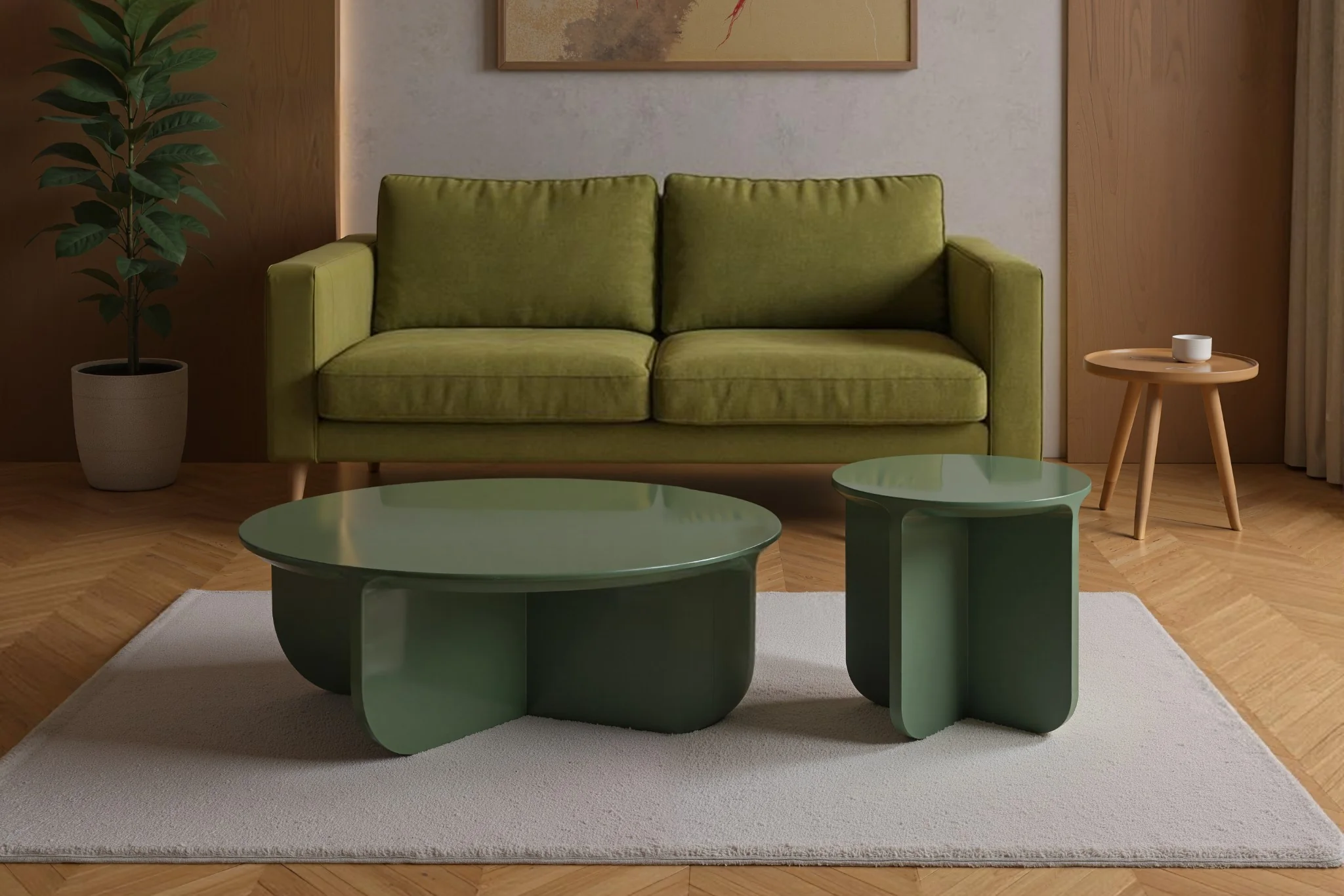 Petal Round Coffee Table with Side Table Set - Image 4