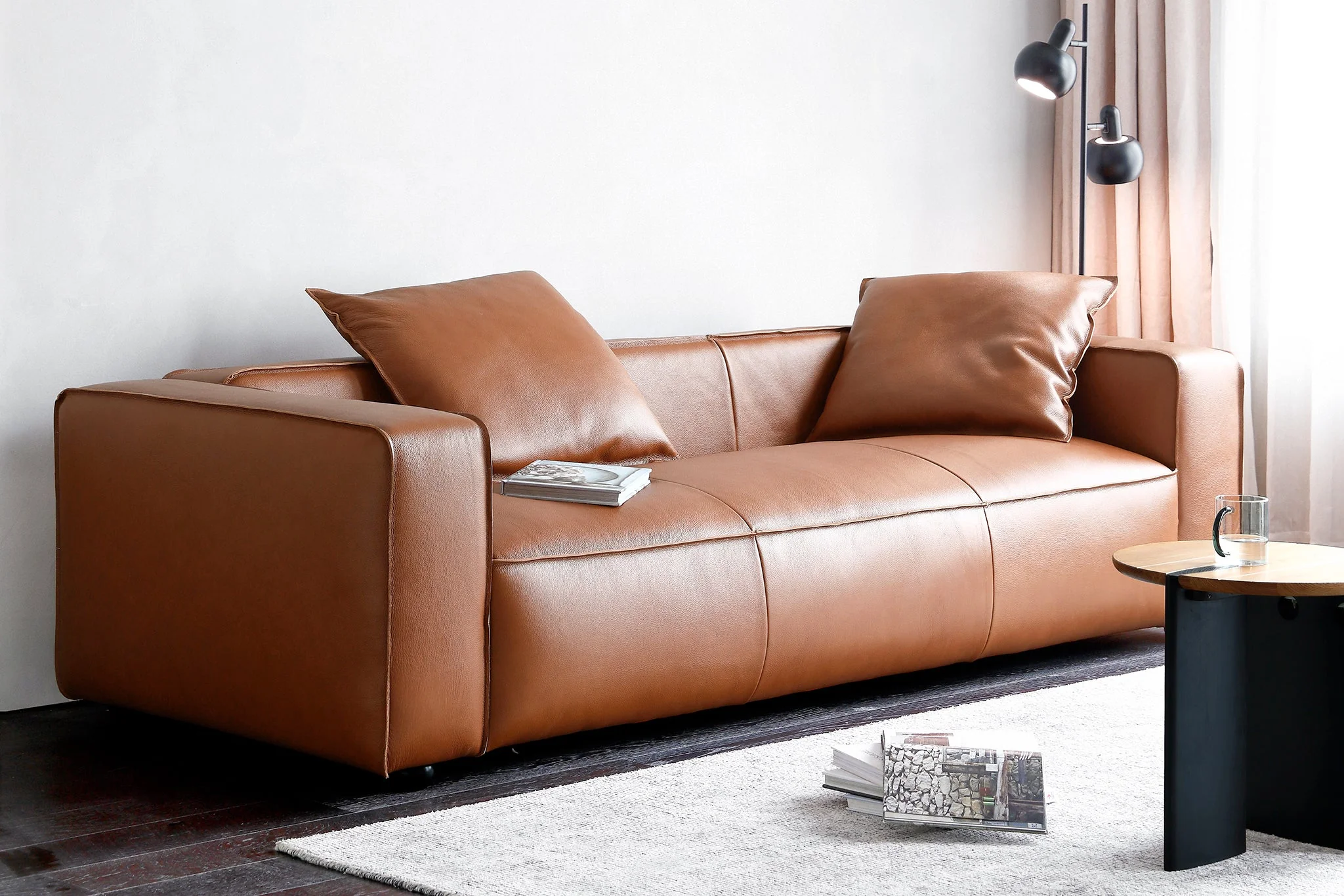 Pomona 3-Seater Brown Leather Sofa - Image 3