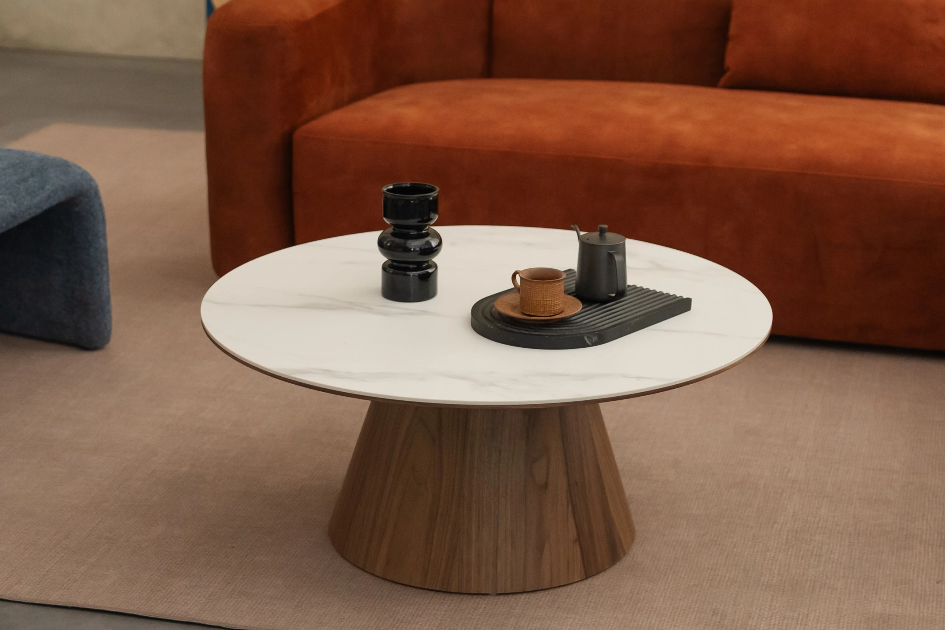 Pure Root Round Pedestal Coffee Table with Sintered Stone Top - Image 3