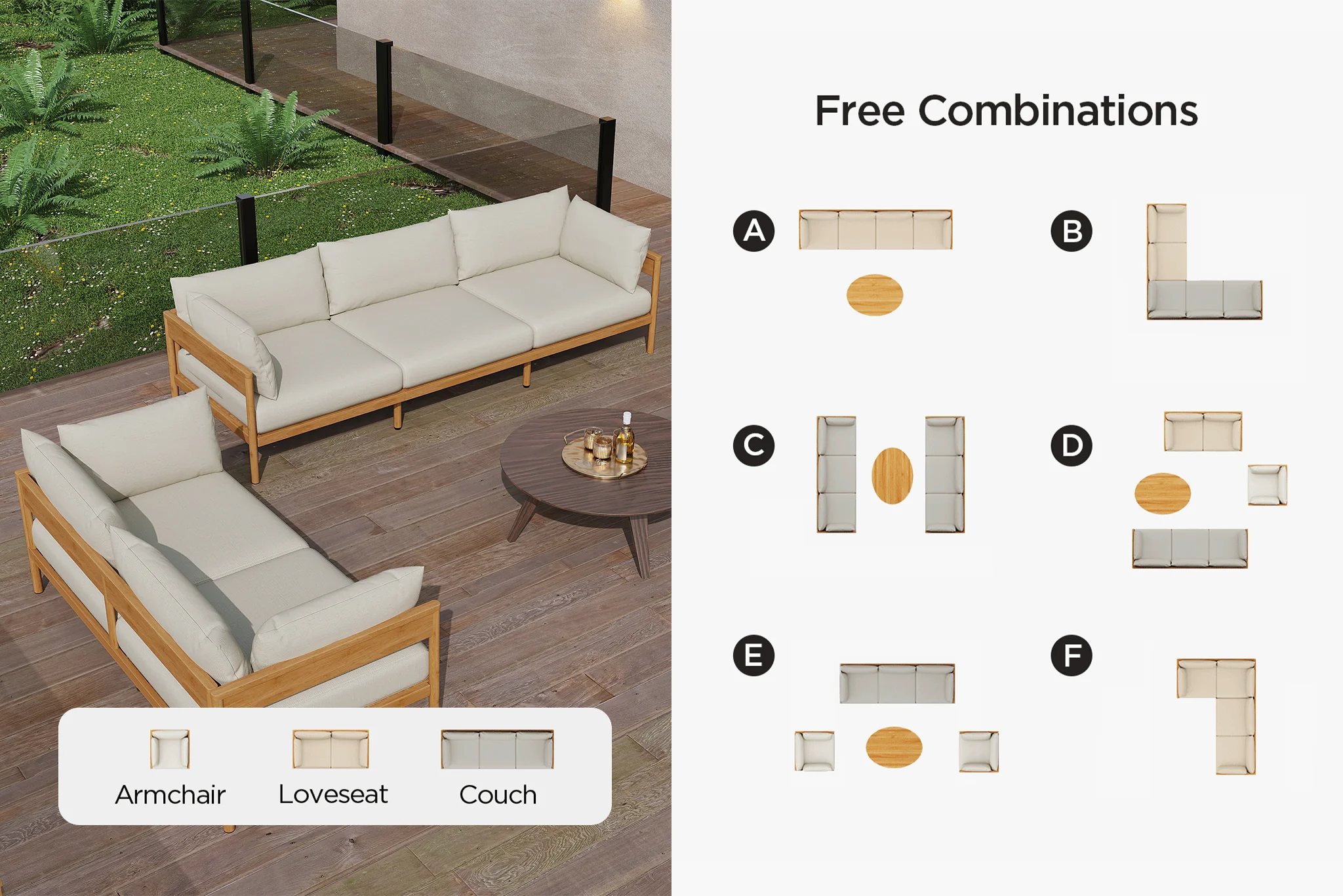 Vento Outdoor Modular Sectional Sofa Set - Image 34